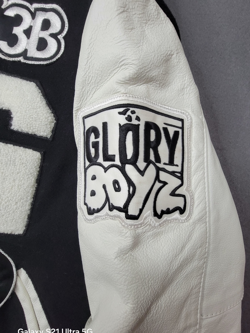 Holloway Black & White Varsity Letterman Jacket with G Patch - Picture 5 of 13